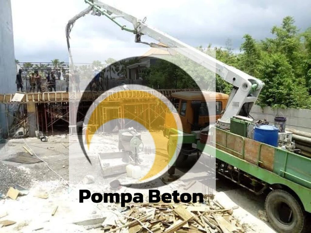 Pompa Beton Di Lokasi Proyek Konstruksi Bertingkat