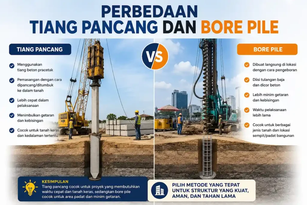 Perbedaan Tiang Pancang Dan Bore Pile